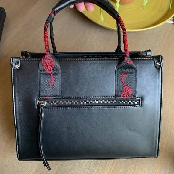 Ed Hardy Black and Red Embossed Satchel with matching wristlet set - Picture 7 of 9